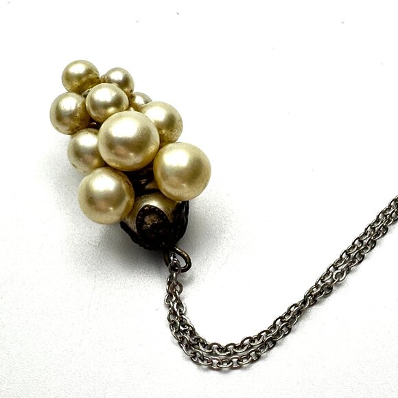 Vintage 1950s-60s Pearl Grape Cluster Pendant Necklace—Sterling Silver Chain—GUC - Picture 8 of 10
